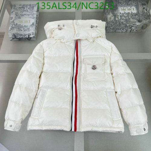 Moncler Kids' White Down Padded Jacket with Striped Detail - Sizes 110-160