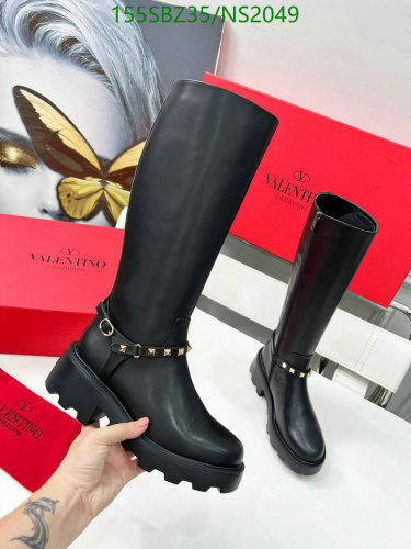 Valentino Garavani Women's Black Leather Knee-High Platform Boots