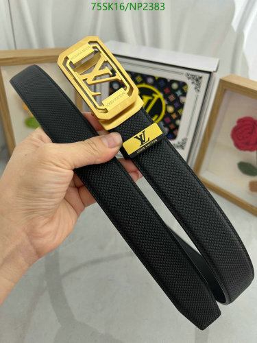 Louis Vuitton Belt Cowhide Leather Gold Buckle, 3.5cm Width, Sizes 95-120cm