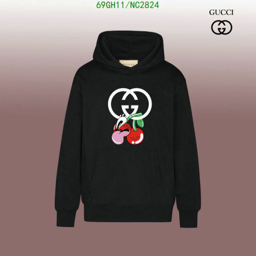 Gucci Black Cotton Hoodie with Gucci Cherry Print - XS to XL Available