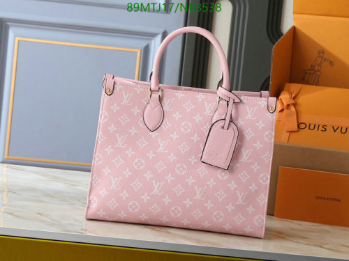 Louis Vuitton OnTheGo PM Tote Bag Pink Monogram Empreinte Leather 35 cm