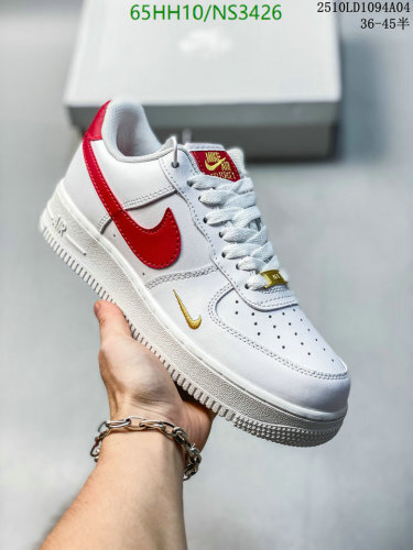 Nike Air Force 1 Low White Red Gold Shoes, Women's Fashion Sneaker