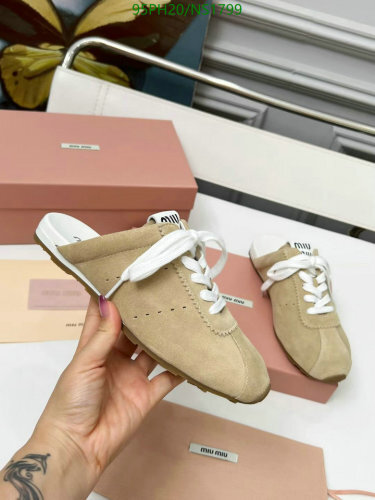 Miu Miu Women's Suede Mules Sneakers, Cowhide and Lambskin Leather, Beige