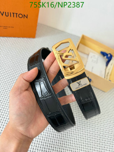 Louis Vuitton Belt, Cowhide Leather with Gold Buckle, Size 95-120cm