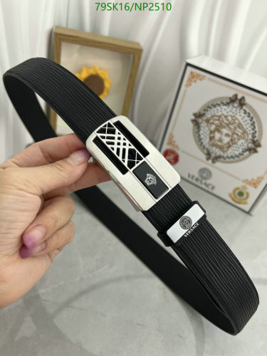 Versace Men's Black Cowhide Leather Belt with Medusa Buckle, Width: 3.8cm