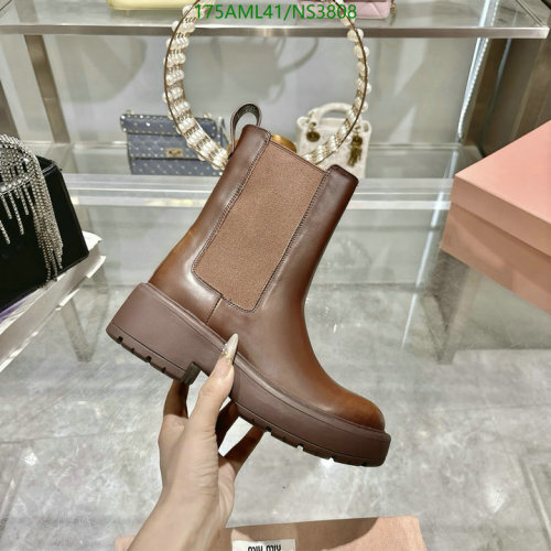 Miu Miu Women's Brown Leather Chelsea Platform Boots - EU Size 35-40