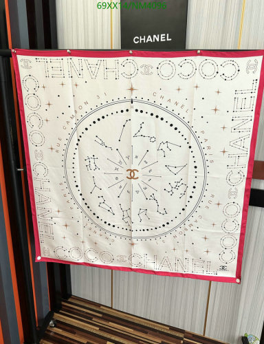 Elegant Chanel Silk Scarf with Astrological Print, 90x90 cm - NM4096