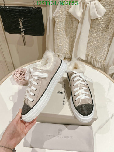 Brunello Cucinelli Women's Wool Blend Low-Top Sneakers with Fur Detail