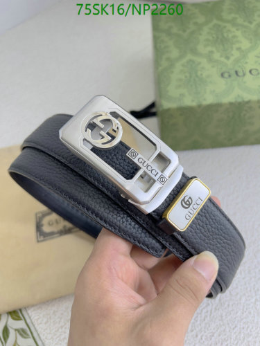 Gucci Belt in Black Leather with Silver-Tone Interlocking G Buckle, 3.5cm Width