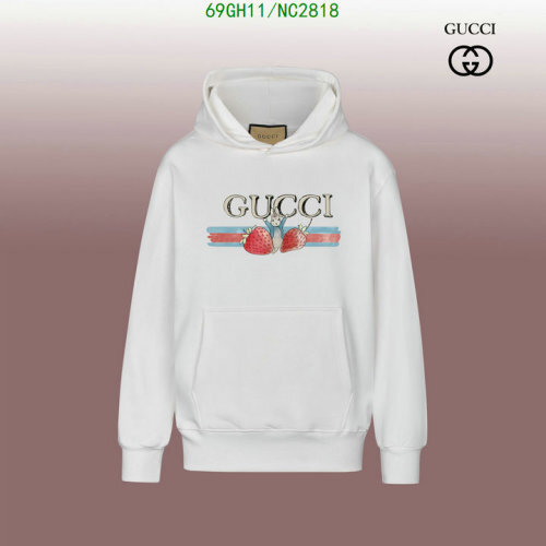 Gucci Women's White Cotton Hoodie with Strawberry Bunny Graphic Print