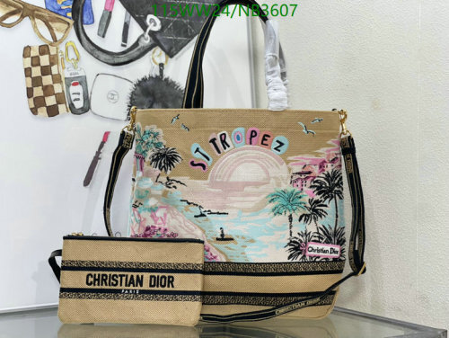 Christian Dior St Tropez Embroidered Canvas Tote Bag, 34*32*12.5cm