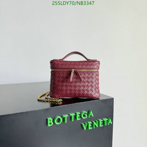 Bottega Veneta Top Handle Box Bag in Burgundy Leather with Chain Strap