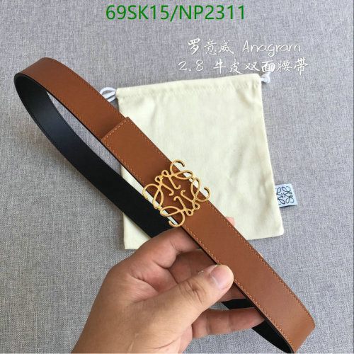 Loewe Anagram Reversible Leather Belt, 2.8cm Width, Adjustable Length, Brown/Black