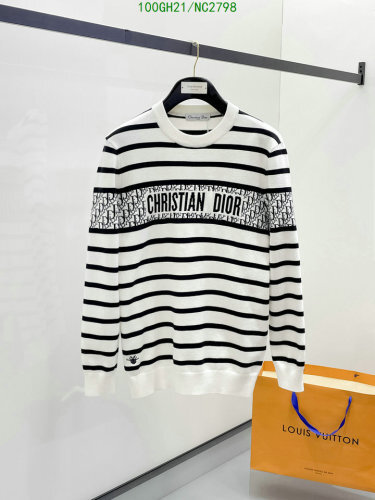 Christian Dior Wool Striped Sweater, Black and White, Sizes M-3XL