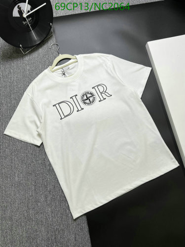 Diorr White Cotton T-Shirt with Compass Logo, Short Sleeves, S-XL