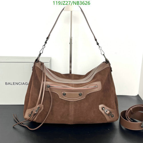 Balenciaga Le Cagole Hobo Bag Brown Genuine Leather, 39*26*16cm