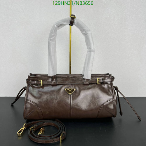 Prada 1BA426 Brown Leather Handbag, 32 x 15.5 x 12cm - Stylish and Functional