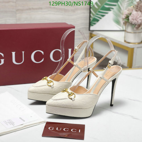 Gucci Women's Slingback Platform Heel, Leather Upper, Gold Horsebit Detail