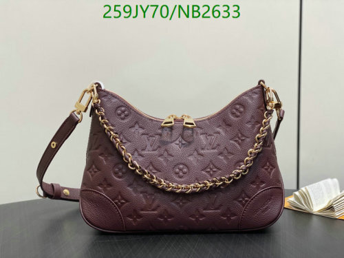 Louis Vuitton Brown Leather Baguette Bag with Gold Chain Accent, 29 x 16 cm 7 Louis Vuitton Brown Leather Baguette Bag with Gold Chain Accent, 29 x 16 cm