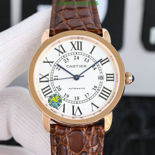 Cartier Watch 42mm Stainless Steel Brown Leather Strap Automatic Movement