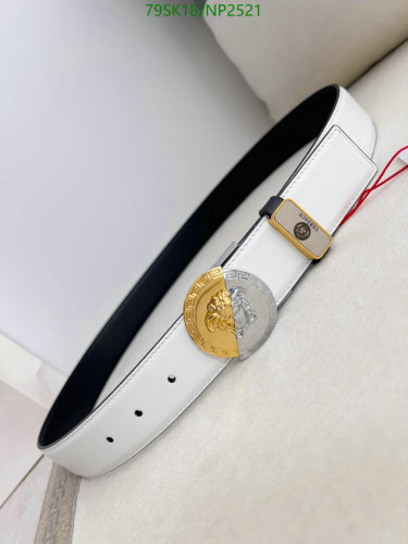 Versace White Cowhide Leather Belt, 3.8cm Width, Medusa Buckle