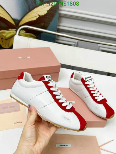 Miu Miu Women's White & Red Leather Sneakers - EU35-41