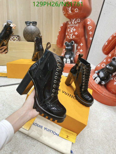 Louis Vuitton Women's Black Leather Lace-Up Heeled Ankle Boots, EU35-41