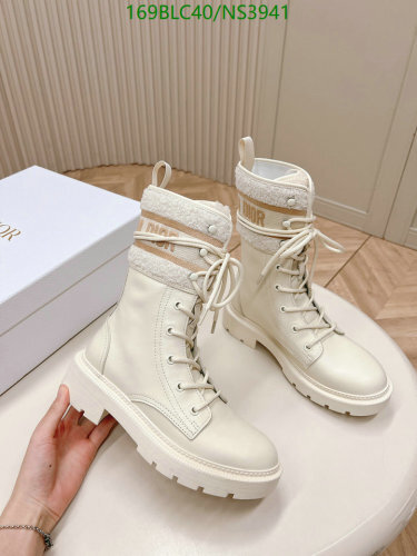 Dior Women's White Cowhide Leather Lace-Up Ankle Boots, EU Size 35-40