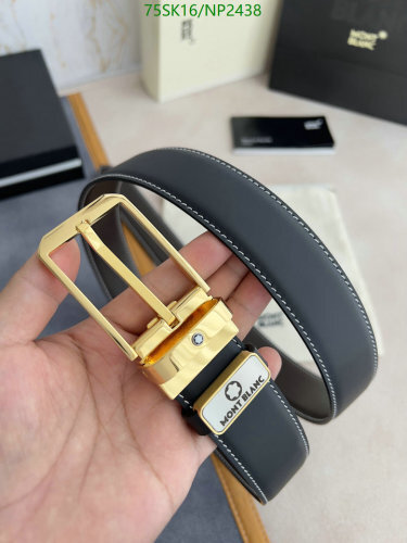 Montblanc Reversible Leather Belt with Gold Buckle, 3.5cm Width