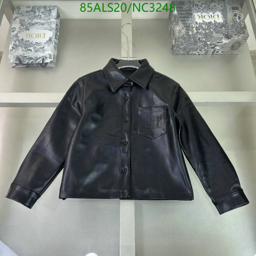 Miu Miu Kids' Black Faux Leather Shirt with Logo Pocket (Sizes 100-150)