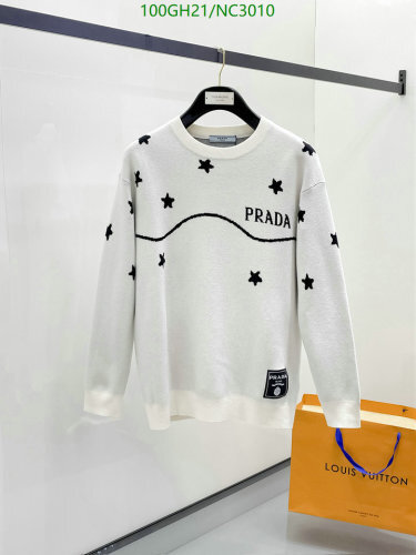 Prada Wool Sweater with Star Pattern, Stylish and Comfortable, Sizes M-3XL