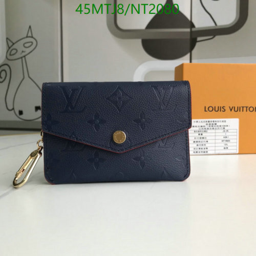 Louis Vuitton Blue Leather Wallet,9-13cm,Women's Fashion Card Holder