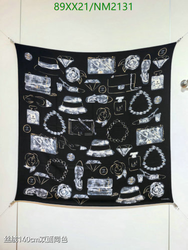 Elegant Chanel Black Cashmere-Silk Scarf - 140x140cm, Designer Style