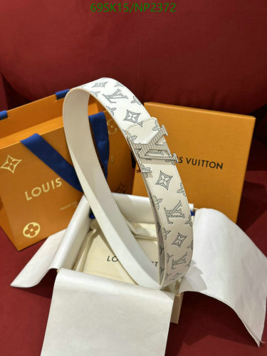Louis Vuitton White Monogram 4.0cm Cowhide Leather Belt - NP2372