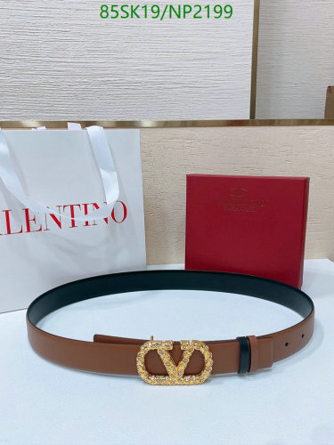 Valentino Belt, Cowhide Leather with Crystal Embellished Logo Buckle
