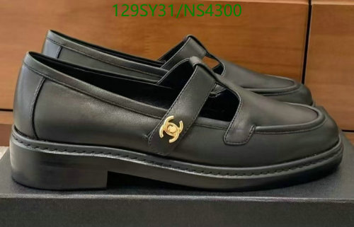 Chanel Women's Black Leather Mary Jane Loafers with Gold-Tone Logo