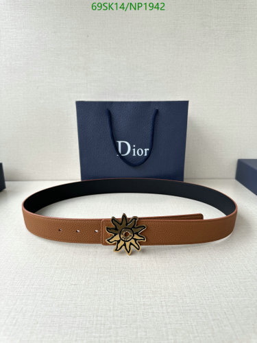 Dior Belt for Men, Cowhide Leather Belt With Sun-shaped Buckle, Width 3.5cm