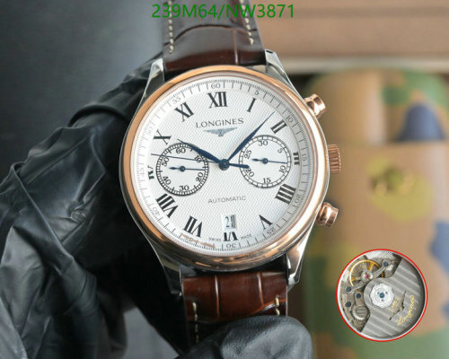 Longines Men's Watch, 42mm Stainless Steel Case, Brown Leather Strap