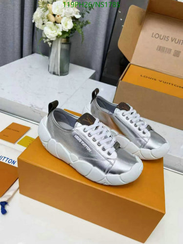 Louis Vuitton Women's Silver Leather Lace-Up Sneakers, Size EU35-EU41