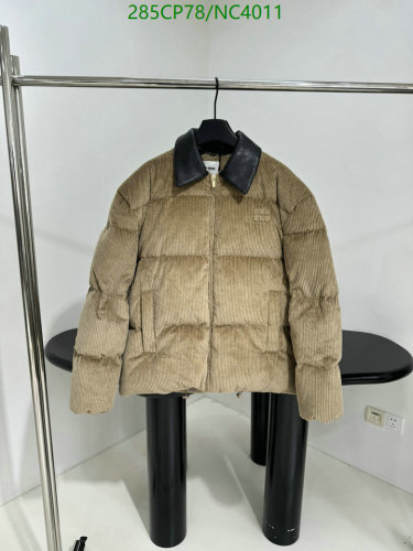 Miu Miu Corduroy Down Jacket with Leather Collar Unisex S-L