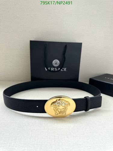Versace Medusa Buckle Leather Belt, Classic Design, 4.0cm Width, Luxury Style