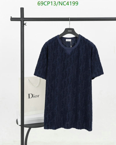 Dior Navy Blue All-Over Logo Cotton T-Shirt | Sizes XS-L | NC4199