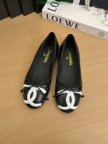 Chanel Women's Black Sheepskin Leather Ballet Flats with Bow - Size EU34-41