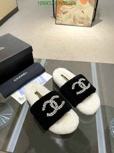 Chanel Women's Wool Slippers with CC Logo - EU Sizes 35-41 - Black & White