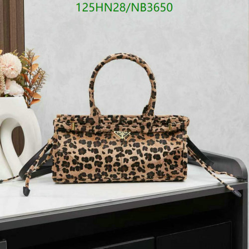 Prada Horsehair and Leather Tote Bag, Leopard Print, 32 x 16 x 10cm