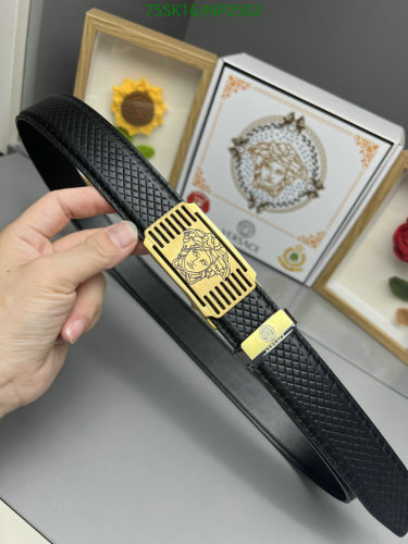 Versace Belt for Men, Black Cowhide Leather with Gold Medusa Buckle, 3.8cm Width