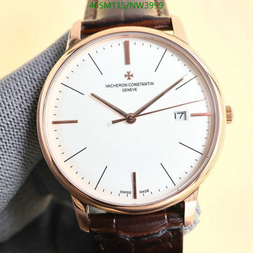 Vacheron Constantin Stainless Steel Automatic Movement Watch with Leather Strap
