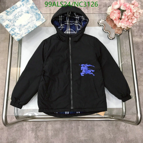 Burberry Kids Black Padded Jacket with Check Lining - Sizes 110-160