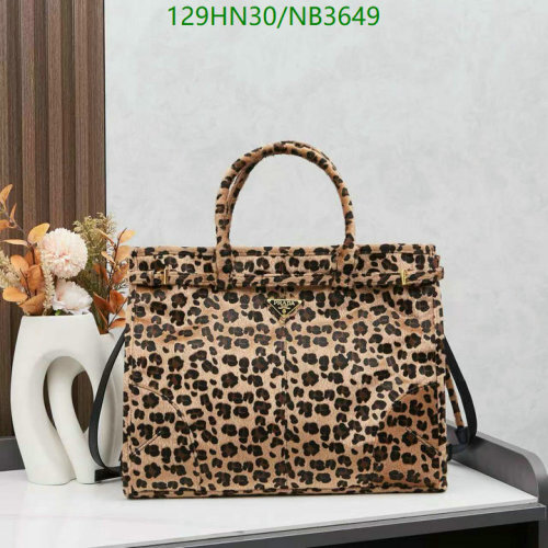Prada Horsehair and Leather Tote Bag, Leopard Print, 38 x 30 x 11cm