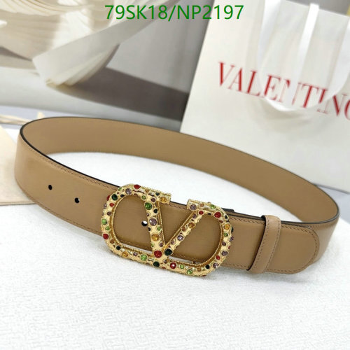 Valentino Women's Cowhide Leather Belt with Rhinestone V Logo Buckle